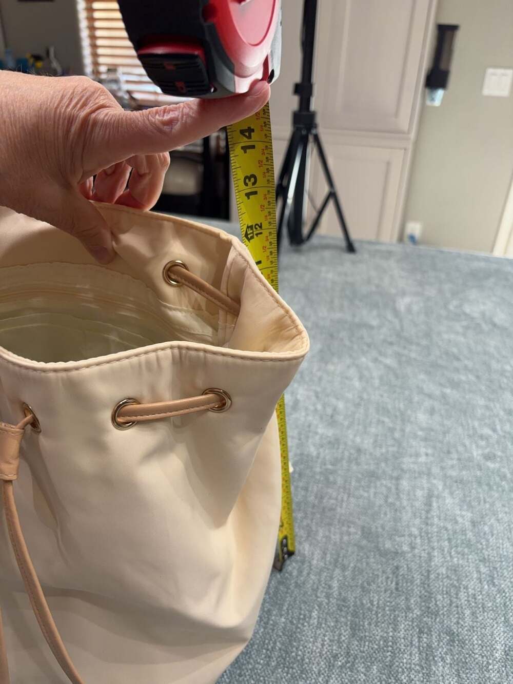 LouLu Cream Nylon Drawstring Backpack - Picture 7 of 12